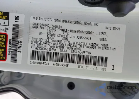 2021 Toyota Tacoma Sr5 V6 from USA, damaged, VIN 5TFAZ5CN9MX109780